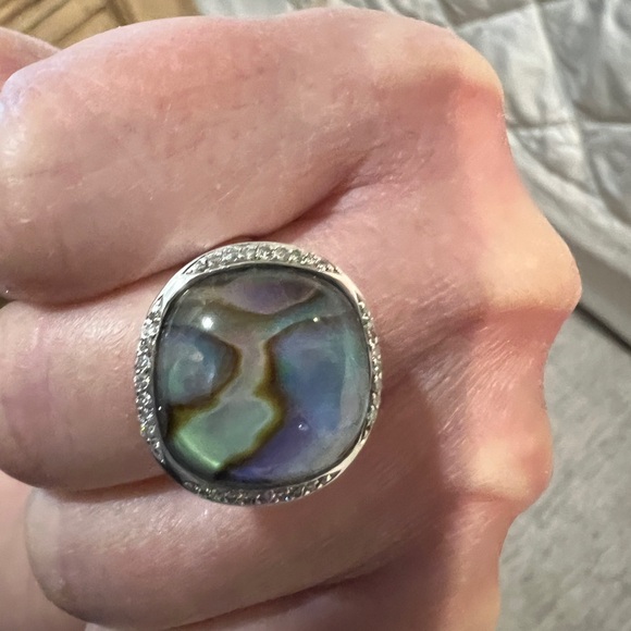 Ippolita stamped sterling/abalone and diamond ring - Picture 2 of 16